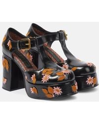 Etro - Embroidered Mary Jane Block Heels - Lyst