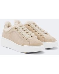 Max Mara - Shearling-Lined Suede Low-Top Sneakers - Lyst