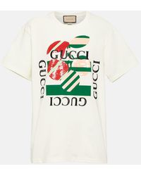 Gucci - T-shirt in jersey di cotone con stampa - Lyst