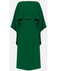 Valentino - Caped Silk Crepe Midi Dress - Lyst
