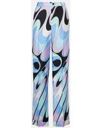 PUCCI - Printed Silk Twill Wide-Leg Pants - Lyst