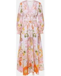 Camilla - Embellished Floral Linen Maxi Dress - Lyst