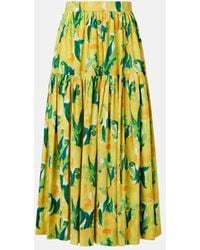 La DoubleJ - Oscar Printed Cotton Poplin Midi Skirt - Lyst