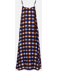 Asceno - Napoli Checked Silk Twill Maxi Dress - Lyst
