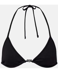 Prada - Top Bikini A Triangolo Con Logo - Lyst