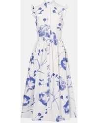 Erdem - Floral Cotton Poplin Midi Dress - Lyst