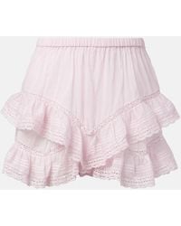 Isabel Marant - Geana Lace-Trimmed Cotton Shorts - Lyst