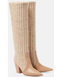 Gianvito Rossi - Leather-Trimmed Knee-High Boots - Lyst