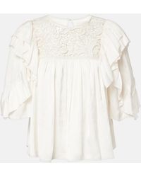 Isabel Marant - Syrane Lace-Trimmed Ruffled Top - Lyst