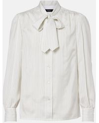 Gucci - Pinstripe Tie-Neck Silk Shirt - Lyst