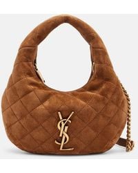 Saint Laurent - Icarino Mini Quilted Suede Top-Handle Bag - Lyst