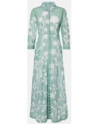 Juliet Dunn - Floral Scalloped Cotton Shirt Dress - Lyst