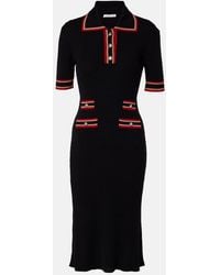 Alessandra Rich - Ribbed-Knit Virgin Wool Polo Dress - Lyst