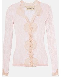 Valentino - Floral Sheer Lace Cardigan - Lyst