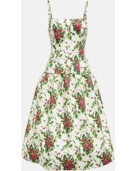 Carolina Herrera - Floral Cotton-blend Midi Dress - Lyst