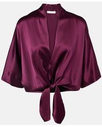 The Sei - Top Cropped De Charmeuse De Seda - Lyst