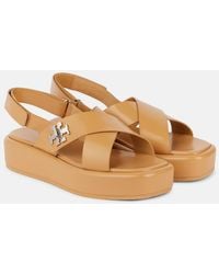 Tory Burch - T Lock 40 Leather Platform Sandals - Lyst