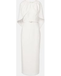 Roland Mouret - Caped Satin Crepe Midi Dress - Lyst