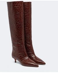 Le Monde Beryl - Babouche Croc-Effect Leather Knee-High Boots - Lyst