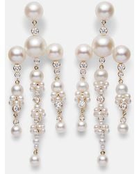 Sophie Bille Brahe - Jardin De Reve 14kt Gold Earrings With Diamonds And Pearls - Lyst