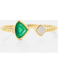 Marina B - Trisolina 18kt Gold Cuff Bracelet With Diamonds And Emerald - Lyst
