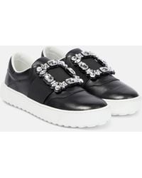 Roger Vivier - Very Vivier Embellished Leather Sneakers - Lyst