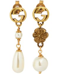 Gucci GG Earrings With Faux Pearls - Metallic