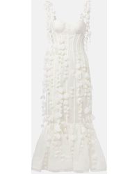 Zimmermann - Dawning Linen And Silk Midi Dress - Lyst