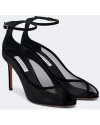 Aquazzura - Love Affair Suede-Trimmed Mesh Slingback Sandals - Lyst