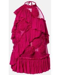 Dries Van Noten - Floral-Applique Ruffled Top - Lyst