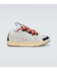 Lanvin Leather Curb Sneakers - White
