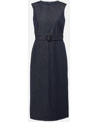 Max Mara - Vestido Midi De Denim Con Cinturon - Lyst