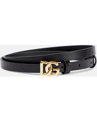 Dolce & Gabbana Cinturon de piel con DG - Negro