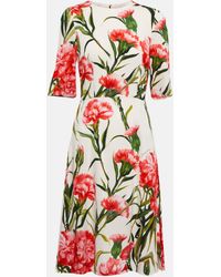 Dolce & Gabbana - Floral-printed Silk-blend Midi Dress - Lyst