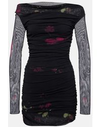 Blumarine - Floral Ruched Mesh Minidress - Lyst