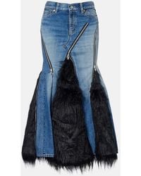Junya Watanabe - Low-Rise Denim Maxi Skirt - Lyst