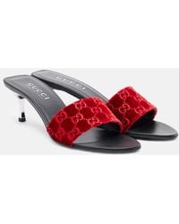 Gucci - Gg Velvet Mules - Lyst