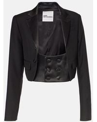 Noir Kei Ninomiya - Cropped Wool, Mohair, And Silk Jacket - Lyst