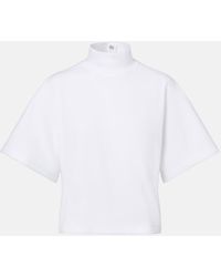 Alaïa - High-Neck Cotton Jersey T-Shirt - Lyst