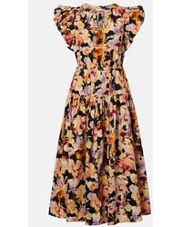 Ulla Johnson - Marin Floral Cotton Poplin Midi Dress - Lyst