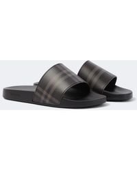 Burberry - Check Slides - Lyst