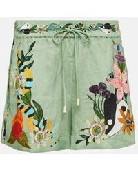 ALÉMAIS - Meagan Printed Linen Shorts - Lyst