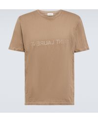 Saint Laurent - T-shirt en coton à logo imprimé - Lyst