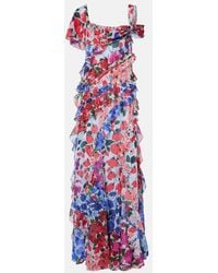 Carolina Herrera - Floral Ruffled Chiffon Gown - Lyst