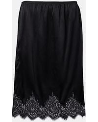 Nili Lotan - Thea Lace-Trimmed Silk Midi Skirt - Lyst