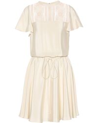 Valentino Lace-panelled Silk Dress - Natural