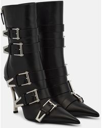 Versace - Pin-point Buckle Leather Ankle Boots - Lyst