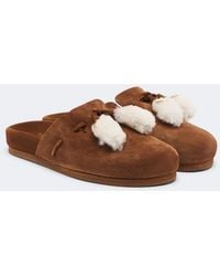 Ancient Greek Sandals - Lasi Shearling-Trimmed Suede Mules - Lyst