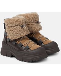 Brunello Cucinelli - Shearling-trimmed Leather And Suede Boots - Lyst