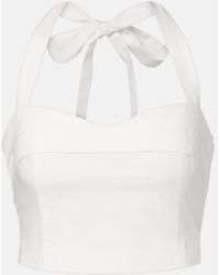 Posse - Rue Halterneck Cotton Crop Top - Lyst
